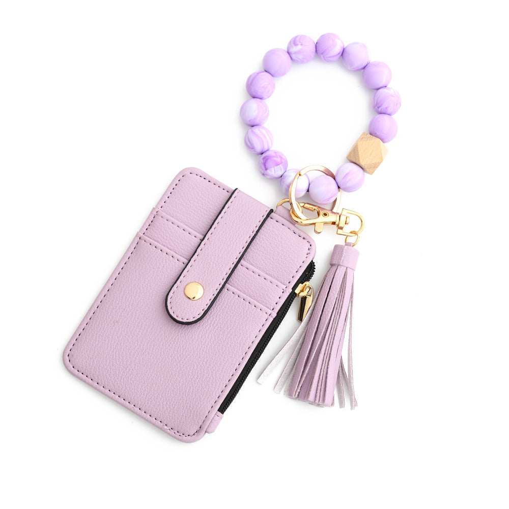 Leopard Print Card Holder Wallet with Keychain