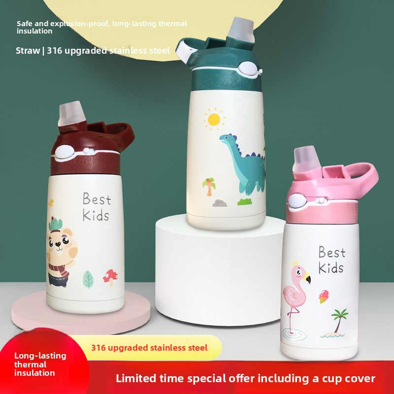 Stainless Steel Insulated Water Bottle with Straw for Kids
