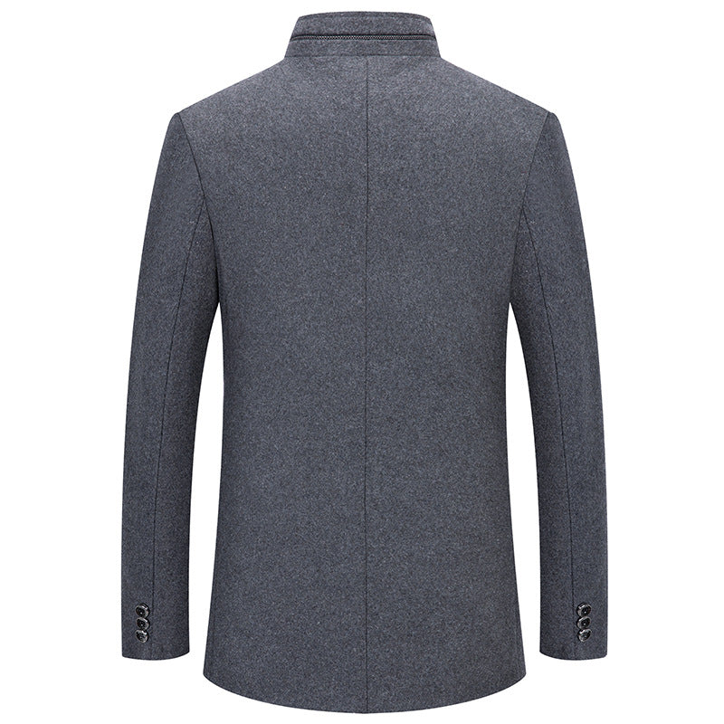 Men's Stand Collar Wool Blend Overcoat