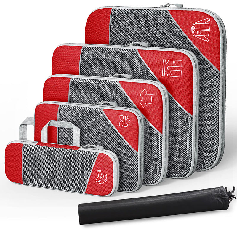 Travel Compressible Storage Bag Storage Bag Set with Shoe Bag Mesh Visual Luggage Storage Organizer