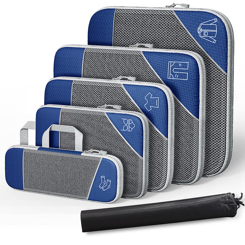Travel Compressible Storage Bag Storage Bag Set with Shoe Bag Mesh Visual Luggage Storage Organizer