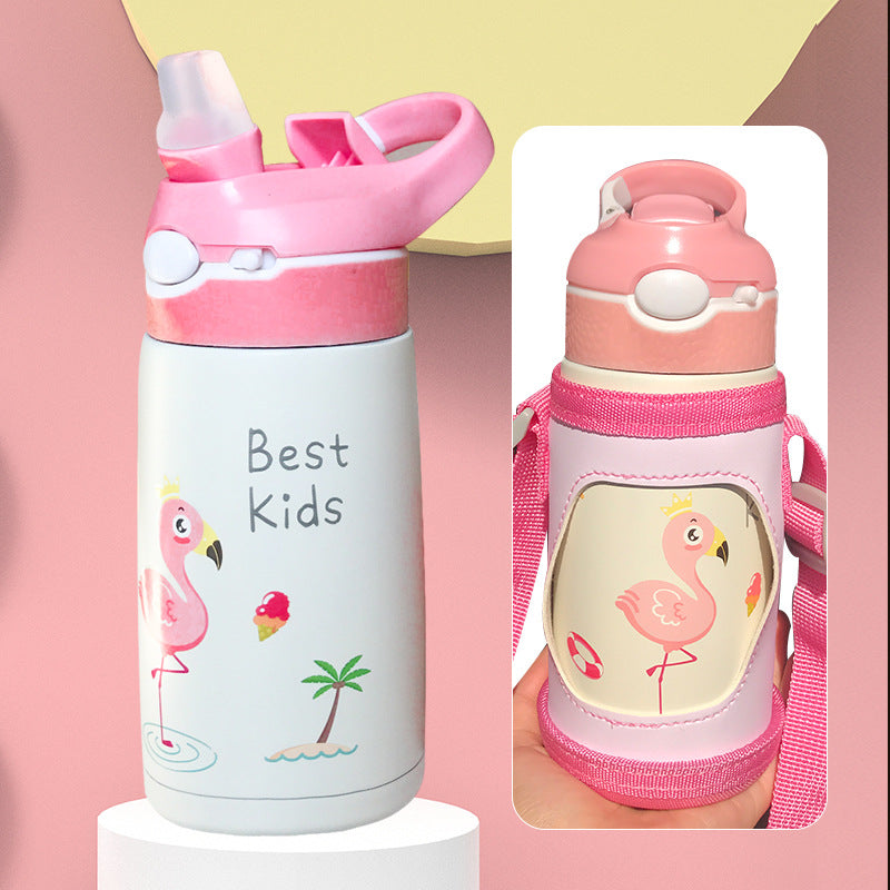 Stainless Steel Insulated Water Bottle with Straw for Kids