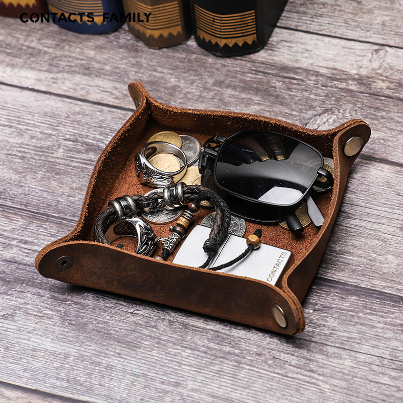 Handmade Leather Desk Tray Organizer