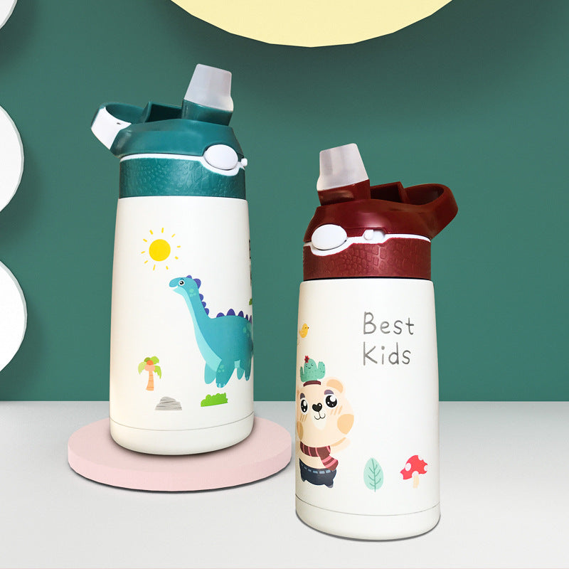Stainless Steel Insulated Water Bottle with Straw for Kids