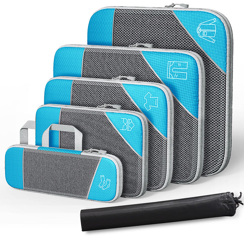 Travel Compressible Storage Bag Storage Bag Set with Shoe Bag Mesh Visual Luggage Storage Organizer