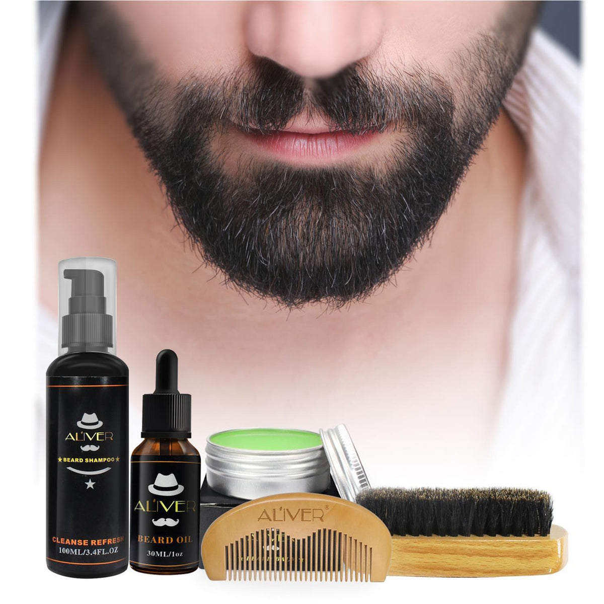 Beard Care Kit - Oil, Balm, Comb & Brush