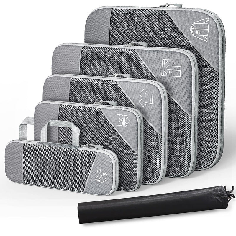 Travel Compressible Storage Bag Storage Bag Set with Shoe Bag Mesh Visual Luggage Storage Organizer