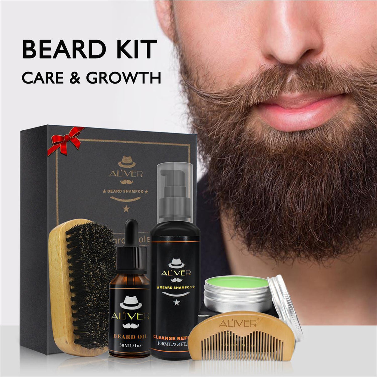 Beard Care Kit - Oil, Balm, Comb & Brush