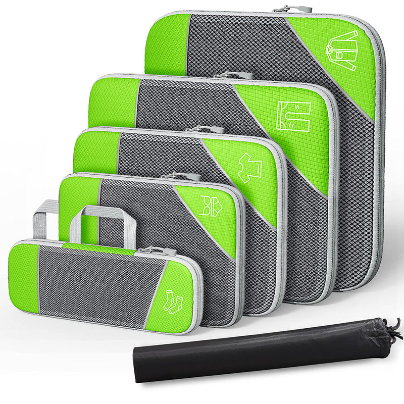 Travel Compressible Storage Bag Storage Bag Set with Shoe Bag Mesh Visual Luggage Storage Organizer