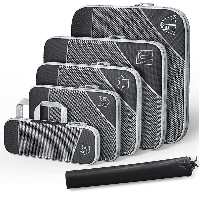 Travel Compressible Storage Bag Storage Bag Set with Shoe Bag Mesh Visual Luggage Storage Organizer