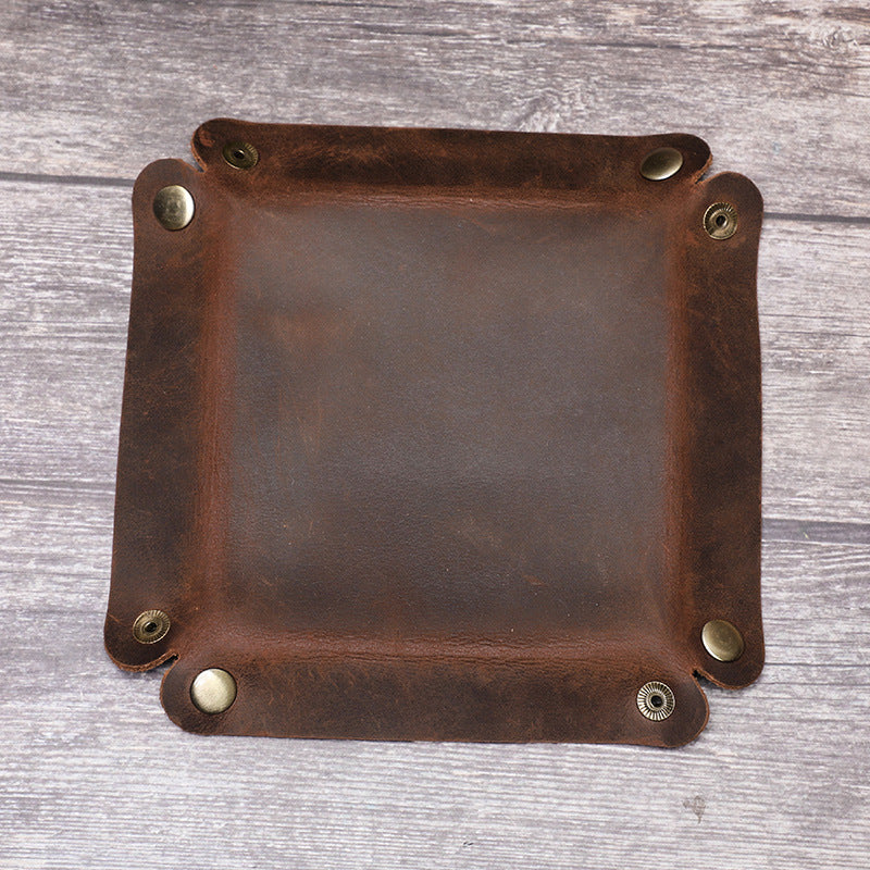 Handmade Leather Desk Tray Organizer