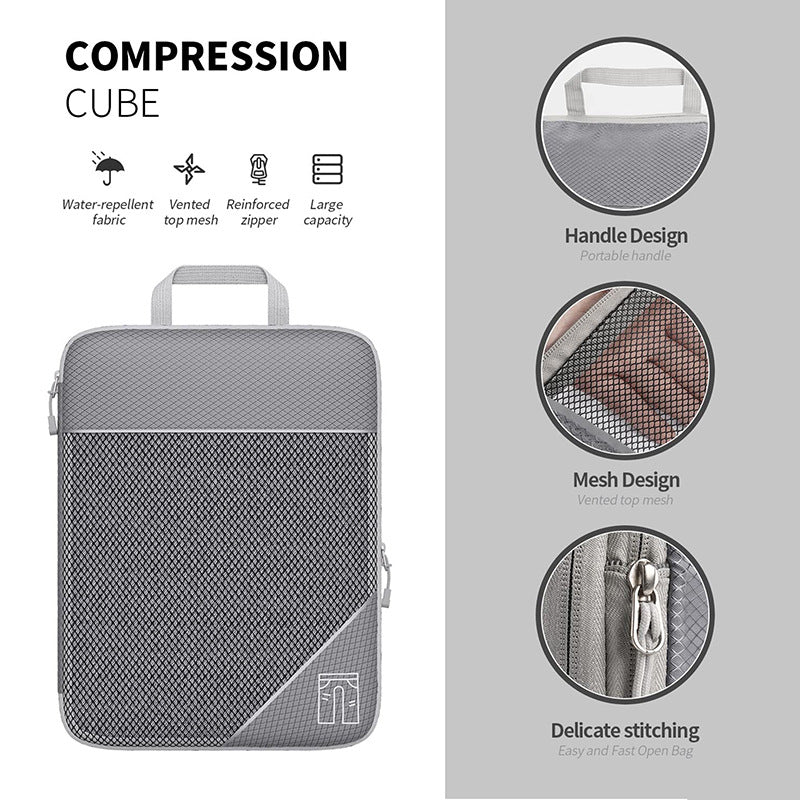 Travel Compressible Storage Bag Storage Bag Set with Shoe Bag Mesh Visual Luggage Storage Organizer